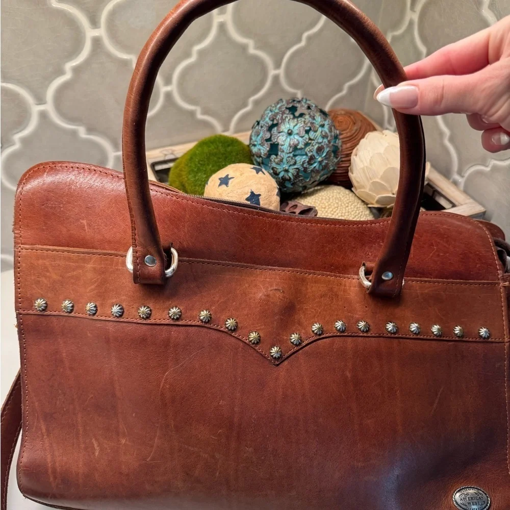 American West handmade Leather Studded bag